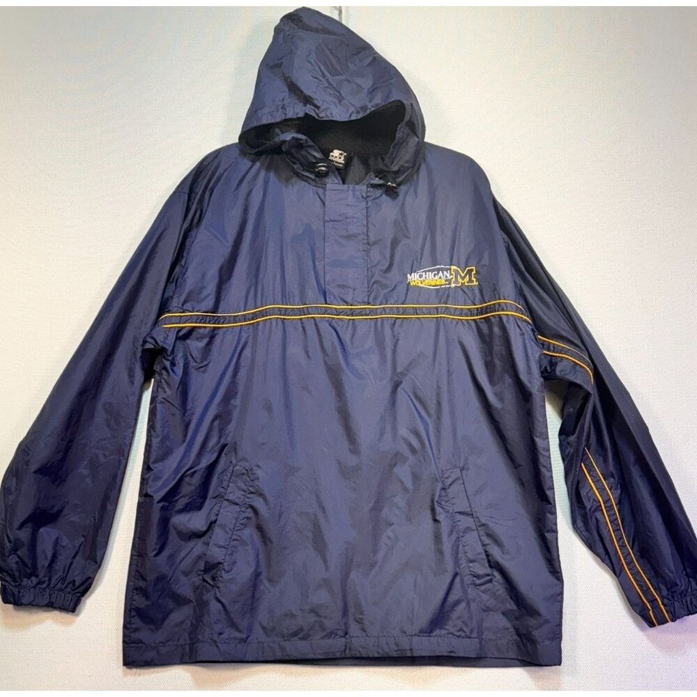 Starter Mens Michigan Wolverines Windbreaker Jacket Large Navy & Yellow